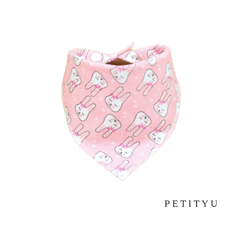 Triangle Bib Scarf Pink Bunny - Petityu