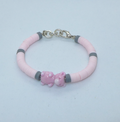 Bracelet For Cutey Petits- Pink Teddy Bombo pink & gray - Petityu