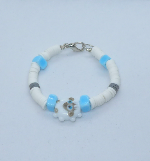 Bracelet For Little Coolios-Baa BAA White Sheep- gray white blue - Petityu
