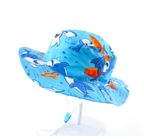 UV Protection Sun Hat – Light Blue Orange Shark Bucket Hats GUNES KORUMALI SAPKA - Petityu