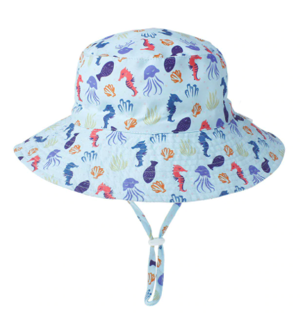 UV Protection Sun Hat - UPF50+ Blue Seahorse Beach Boys&Girls Bucket Hats GUNES KORUMALI SAPKA - Petityu