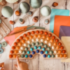 Montessori Gökkuşağı tahta ahşap oyuncak- Duyusal renk siralama canli renkler - Petityu