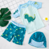 Petityu Erkek Bebek 3'lu Set- Upf 50 + Güneş Korumali Sort Mayo + Deniz Tshirt 'u + Sapka Seti - Cute Dıno - Petityu