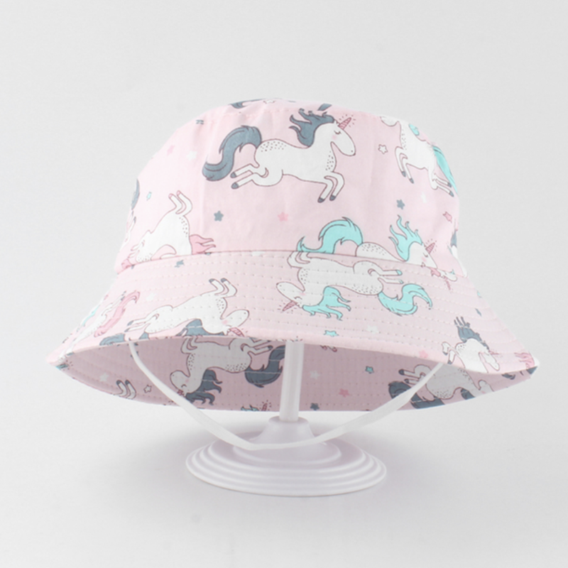Pembe Unicorn Bucket Güneş koruma şapka 2-6 yaş - Petityu