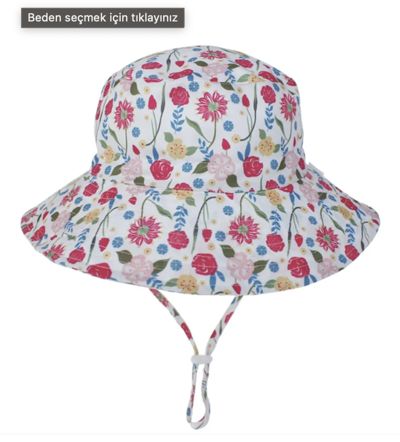 Petityu UV Protection Sun Hat - UPF50+ PEMBE ÇİÇEKLİ Beach Girls Bucket Hats GUNES KORUMALI SAPKA - Petityu