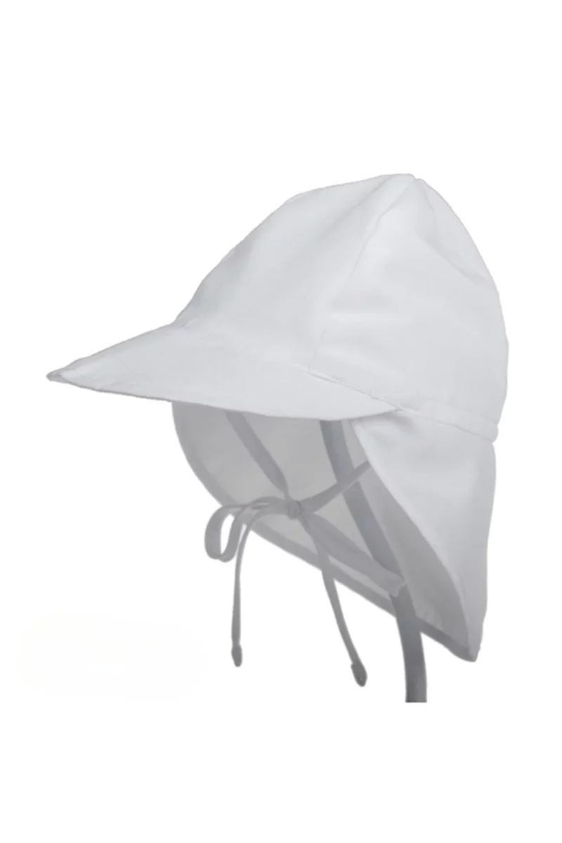 Petityu Upf50 + Uv Koruma çabuk Kuruyan Ayarlanabilir Beyaz ince Bebek Şapka 0-18 Ay Boyun Korumali - Petityu
