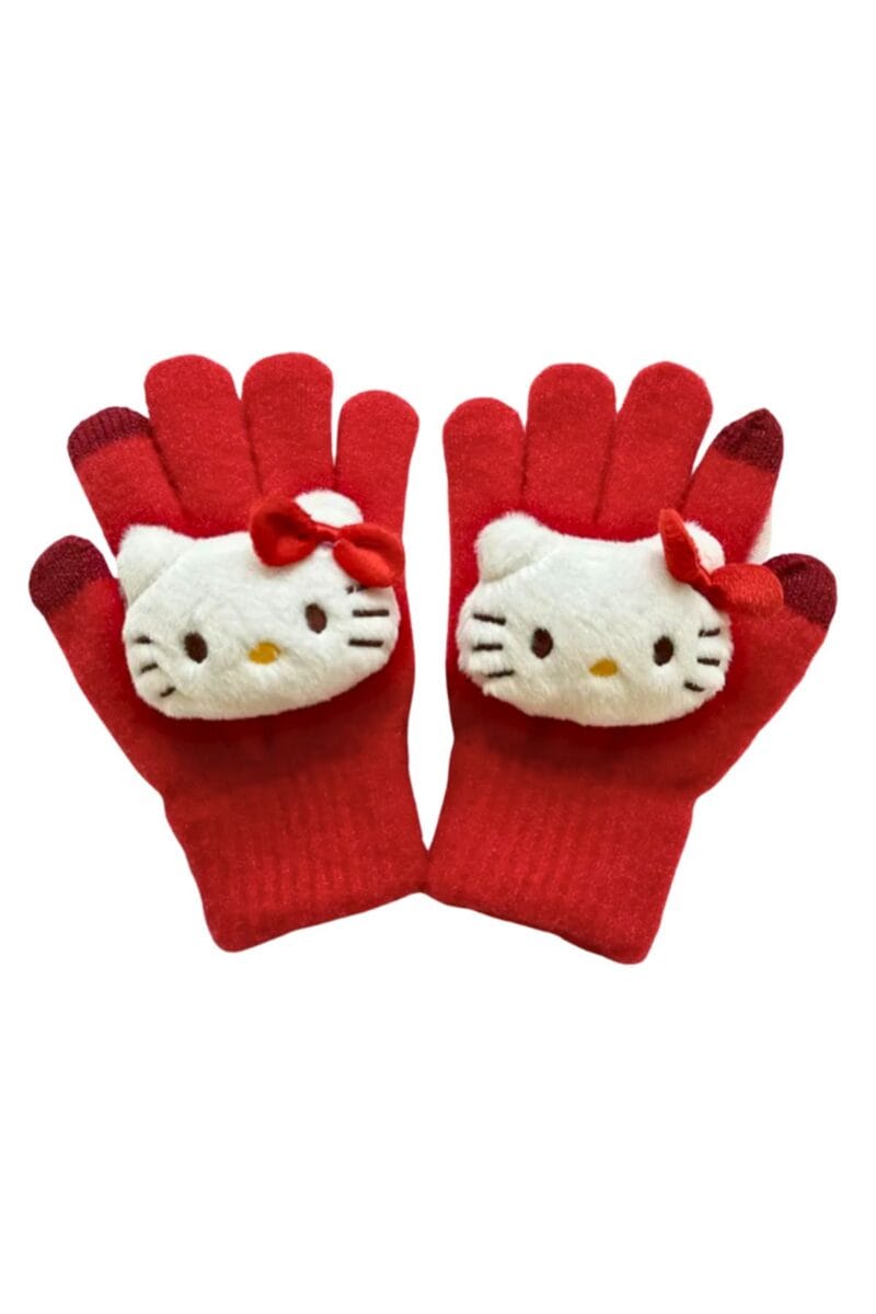 Hello Kitty Kırmızı Sıcak Tutan 2-5 yaş Eldiven - Petityu