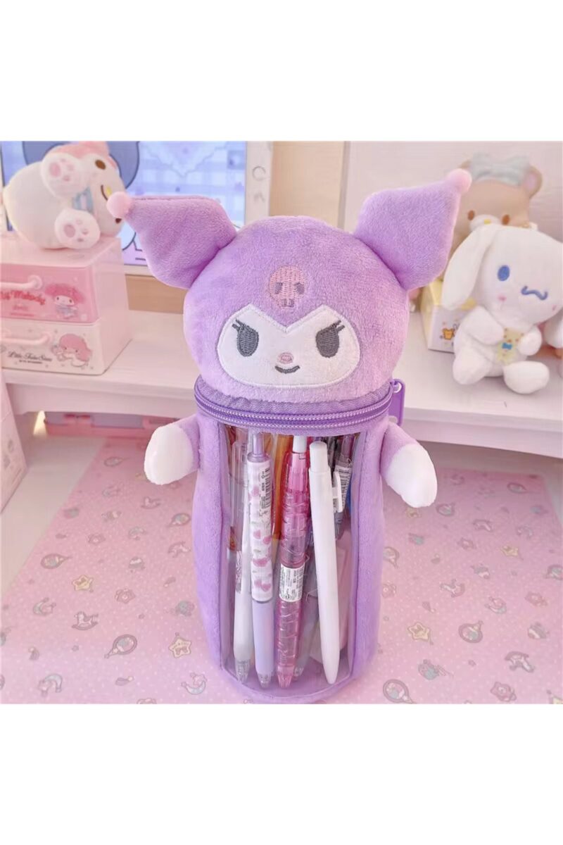 Kawaii Sanrio peluş kalem kutusu Kuromi peluş şirin kalemlik mor kalem kutu - Petityu