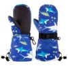 su geçirmez erkek çocuk kar bere eldiven set 2-4 yas kayak snowboard bere eldiven mavi shark - Petityu