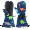 sugeçirmez erkek çocuk bere eldiven set 2-4 yaş kayak snowboard lacivert renkli dino - Petityu