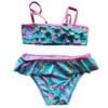 Unicorn Flamingo Simit Pembe Mint Yesili Firfirli Bikini - Petityu