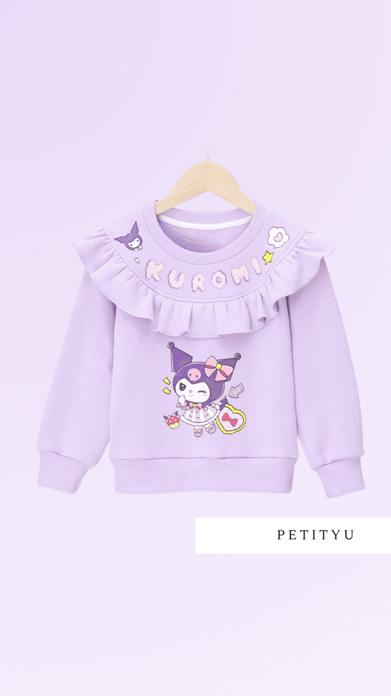 Petityu Kuromi Kışlık ikli takım içi polar tutu etekli taytlı sweatshirt eşofman takım - Petityu