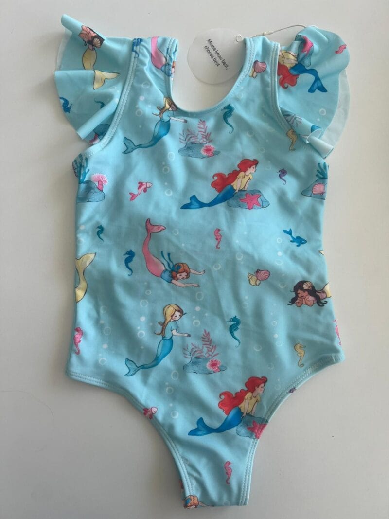Petityu Mermaid Akvaryum Mavi Mayo Sırtı Fiyonk Detaylı Hızlı Kuruyan Kız Çocuk Mayo - Petityu