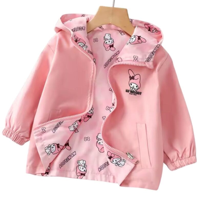 Petityu My Melody Çift Taraflı Giyilebilir Şirin Mevsimlik Pembe Kız Çocuk Yağmurluk - Petityu