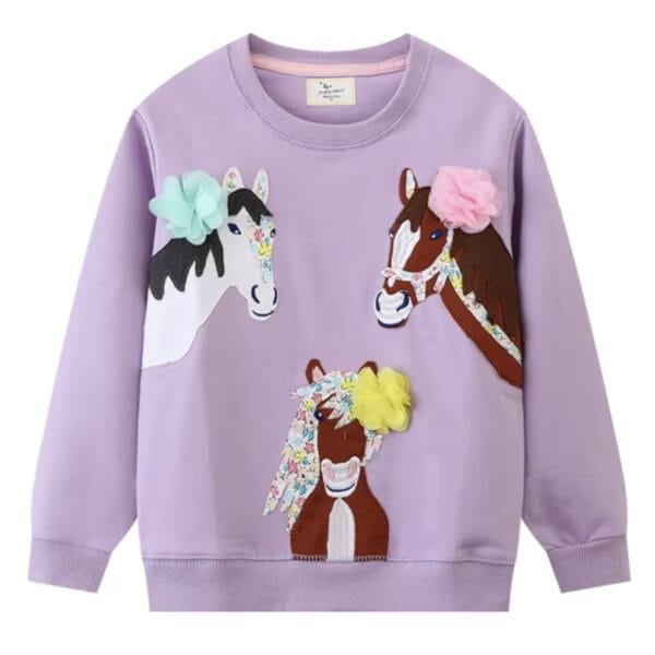 Petityu Atlı Patch Mor Sweatshirt 6-8 Yaş