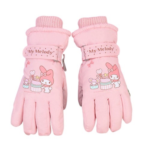 Petityu Pembe Profesyonel Kayak Snowborard Eldiveni İçi Sıcacık Su Geçirmez My Melody Pasta